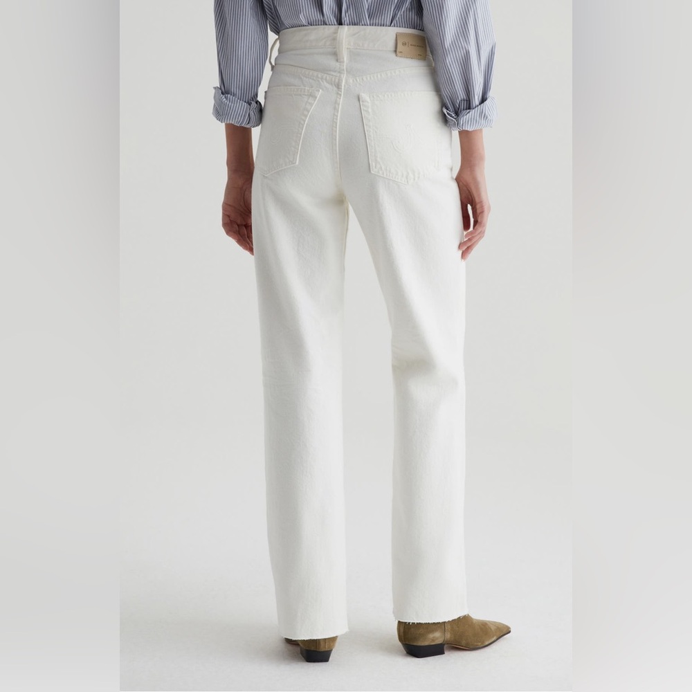 NWT AG Kora Wide Leg Raw Hem Jeans in Powder White Sz 31 $240 - Picture 2 of 11